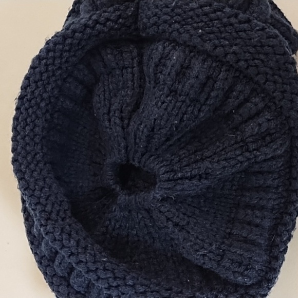 CC Navy Blue Knit Ponytail Stocking Cap Hat - Picture 2 of 3
